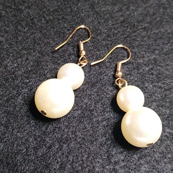 Five Strand Faux Pearl Beads Choker Necklace & Pierced Dangling Earrings - Picture 11 of 11